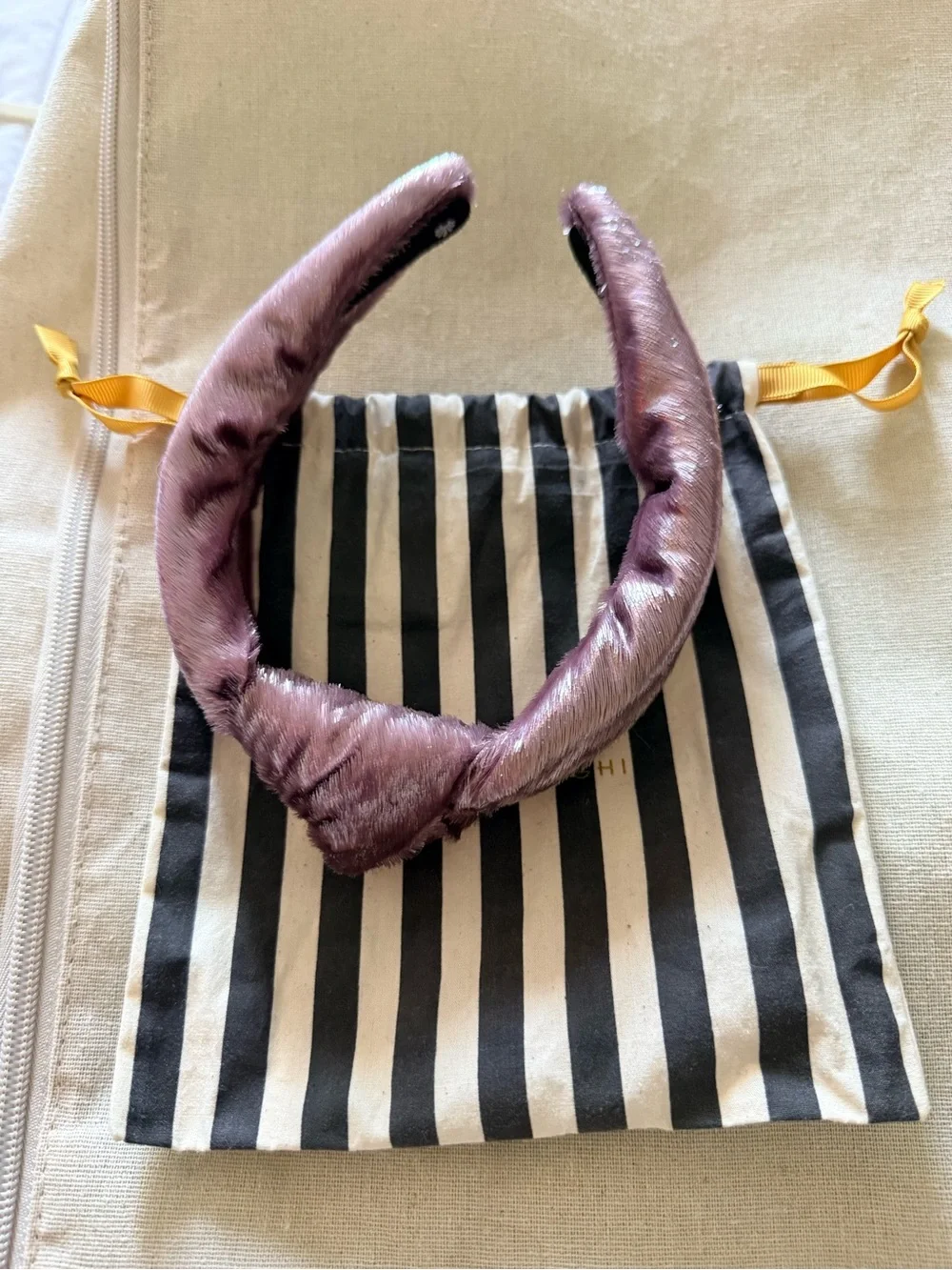 Lele Sadoughi Purple Tinsel Knotted Headband
